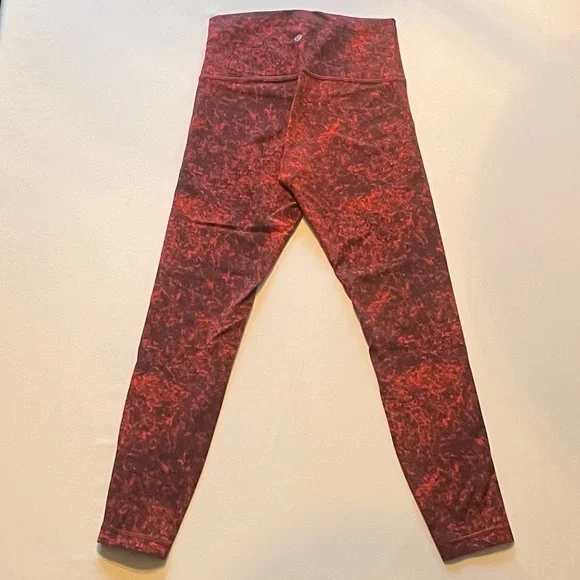 Lululemon Legging Womens 6 Wunder Train Denim Wash Autumn Red Black - Picture 4 of 10